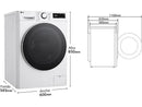 Lavadora carga frontal - LG F4WR6010A0W, Serie 600, 10 kg, 1400 rpm, 12 programas, AI Direct Drive™, TurboWash™360˚, Blanco