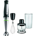 Batidora de mano - Braun Minipimer 7 MQ7025X, 1000 W, Vaso de 0.6 l, ActiveBlade, Easy Click Plus, SplashControl, 3 accesorios + Picadora, Negro/Acero