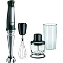 Batidora de mano - Braun Minipimer 7 MQ7025X, 1000 W, Vaso de 0.6 l, ActiveBlade, Easy Click Plus, SplashControl, 3 accesorios + Picadora, Negro/Acero