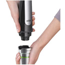 Batidora de mano - Braun Minipimer 7 MQ7025X, 1000 W, Vaso de 0.6 l, ActiveBlade, Easy Click Plus, SplashControl, 3 accesorios + Picadora, Negro/Acero