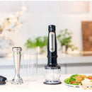 Batidora de mano - Braun Minipimer 7 MQ7025X, 1000 W, Vaso de 0.6 l, ActiveBlade, Easy Click Plus, SplashControl, 3 accesorios + Picadora, Negro/Acero